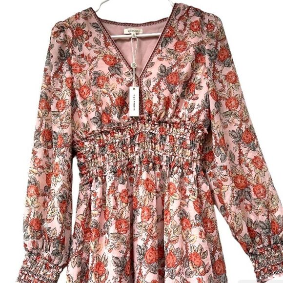 Max Studio V-Neck Smocked Mini Dress S New - Picture 4 of 12